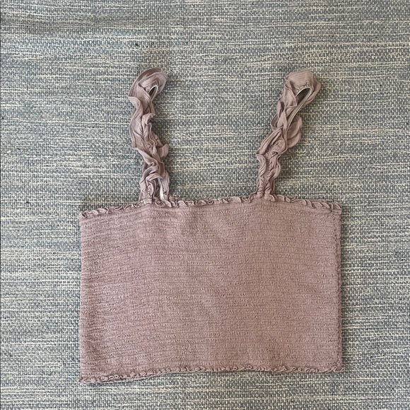 Aerie Mauve Dusty Pink Smocked Tank Top Large Ruffle Sleeves - Picture 4 of 7